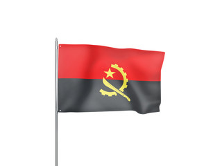 Angola flag waving white background 3D illustration