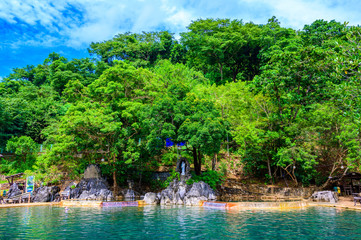Maquinit Hot Spring  at Busuanga island near Coron town, tropical swimming pools, Palawan,  Philippines