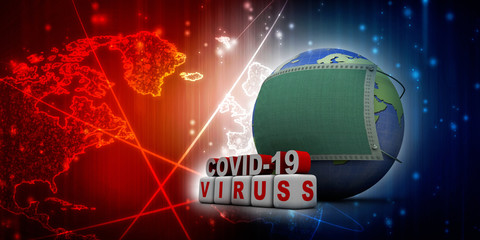 3d render world protection Corona virus disease COVID-19. 
