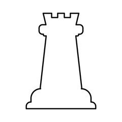 Vector illustration of chess rook icon. Black chess rook icon on white background.