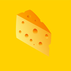 
Fresh yellow noble cheese on a yellow background