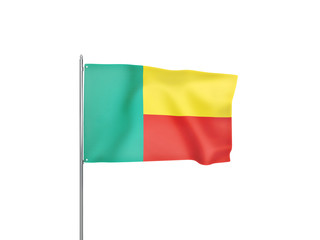 Benin flag waving white background 3D illustration