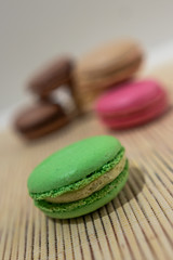 still life macro and colored macaroon cakes