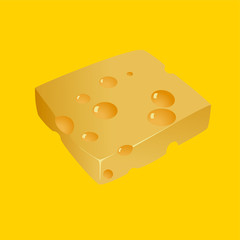 
Fresh yellow noble cheese on a yellow background