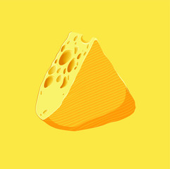 
Fresh yellow noble cheese on a yellow background