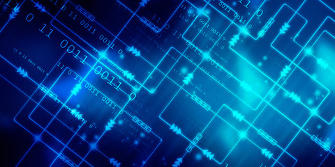 2d illustration abstract digital binary data on computer screen