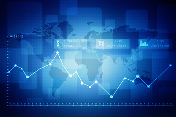 2d rendering Stock market online business concept. business Graph 