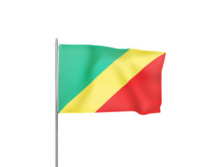 Congo flag waving white background 3D illustration