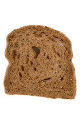 a piece of rye bread on a white background