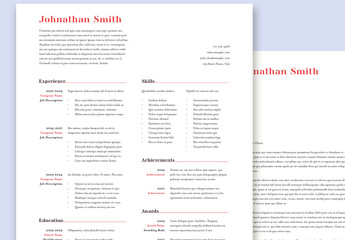 Red Accent Resume Layout