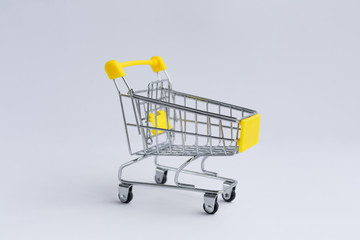 small grocery cart on a white background