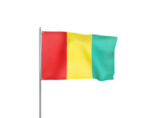Guinea flag waving white background 3D illustration