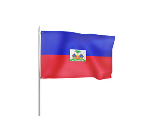 Haiti flag waving white background 3D illustration