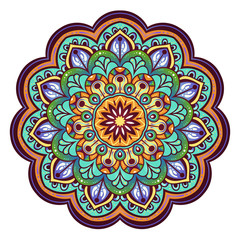 Vector round abstract circle. Mandala style. Decorative element, colored circular design element.