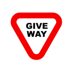 give way sign on white background