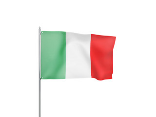 Italy flag waving white background 3D illustration