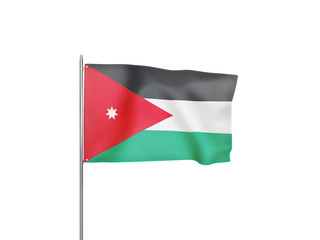 Jordan flag waving white background 3D illustration