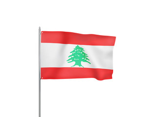 Lebanon flag waving white background 3D illustration