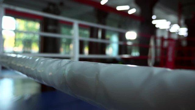 Boxing Ring Ropes Blurred Background at Urban Gym