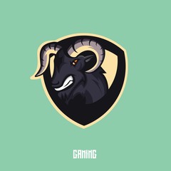 Goat mascot logo design with modern illustration concept style for badge, emblem and t shirt printing. Angry goat illustration for sport and e-sport team.