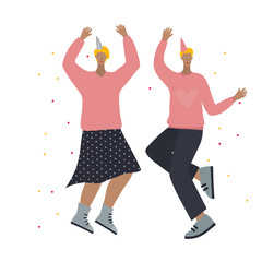 Festive party happy dancing people illustration