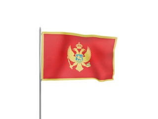 Montenegro flag waving white background 3D illustration