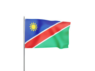 Namibia flag waving white background 3D illustration
