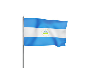 Nicaragua flag waving white background 3D illustration