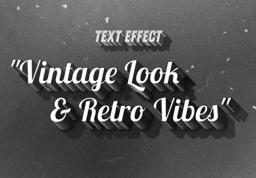 3D Vintage Film Mono Chrome Text Effect Mockup