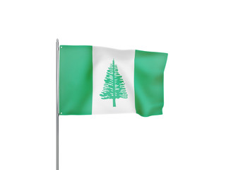 Norfolk Island flag waving white background 3D illustration