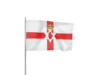 Northern Ireland flag waving white background 3D illustration