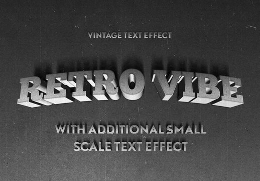 3D Vintage Western Film Mono Chrome Text Effect Mockup