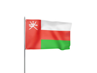 Oman flag waving white background 3D illustration