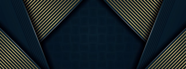 Dark blue paper layers wallpaper with golden details