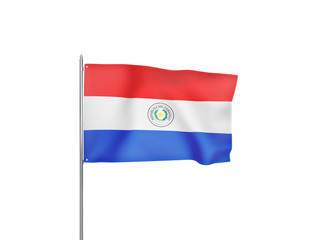 Paraguay flag waving white background 3D illustration