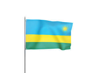 Rwanda flag waving white background 3D illustration