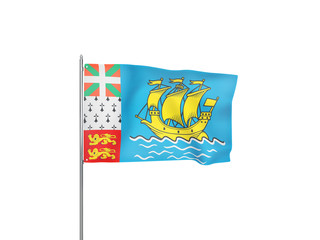 Saint Pierre and Miquelon flag waving white background 3D illustration
