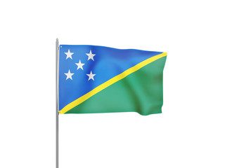Solomon Islands flag waving white background 3D illustration