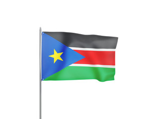 South Sudan flag waving white background 3D illustration