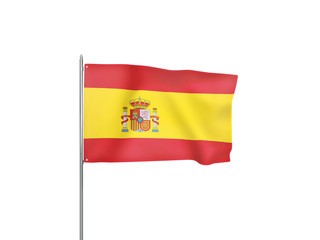 Spain flag waving white background 3D illustration