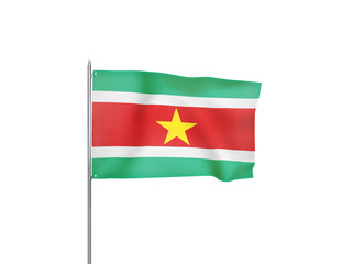 Suriname flag waving white background 3D illustration