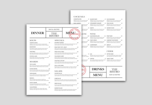 Menu Layout with a Red Stamp Detail