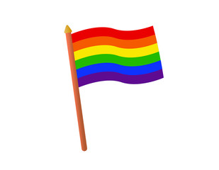 Vector icon flag. Pride flag, design element for pride month.The colors of the rainbow. Love symbol icon. Illustration of a gay pride flag. Stock vector illustration on white isolated background.