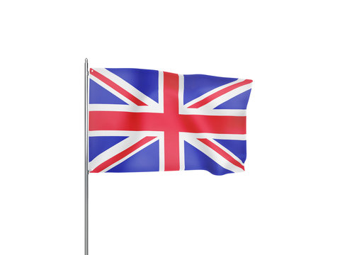 United Kingdom flag waving white background 3D illustration