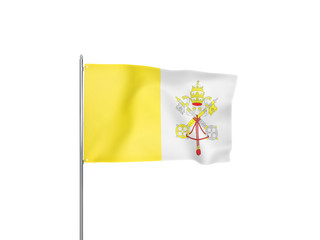 Vatican flag waving white background 3D illustration