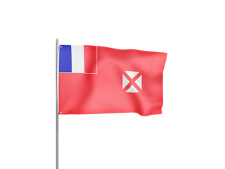 Wallis and Futuna flag waving white background 3D illustration