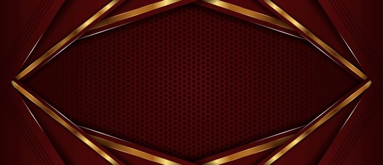 abstract dark red with golden line overlap layer