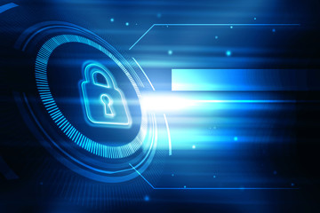 2d illustration Safety concept: Closed Padlock on digital background