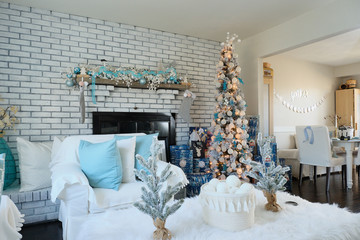 Christmas Holiday tree in an American home