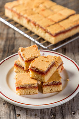 Quince mini sweet cake cut into squares ready to eat
